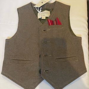 Boys' Herringbone Vest with Red Accent
